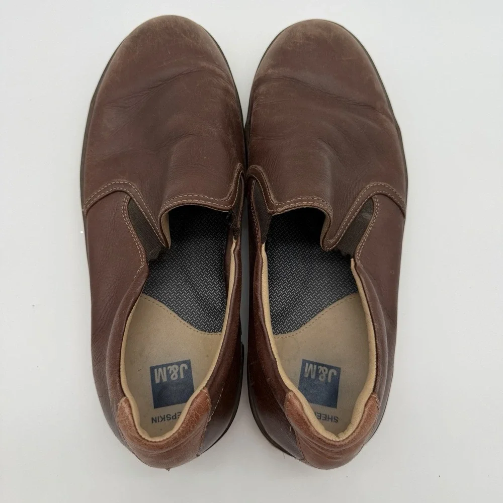 Johnston & Murphy Men's McGuffey Leather Slip-On Shoes Brown Size 10.5 FLAW
